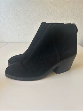Eileen Fisher Black Suede Ankle Booties with Block Heel